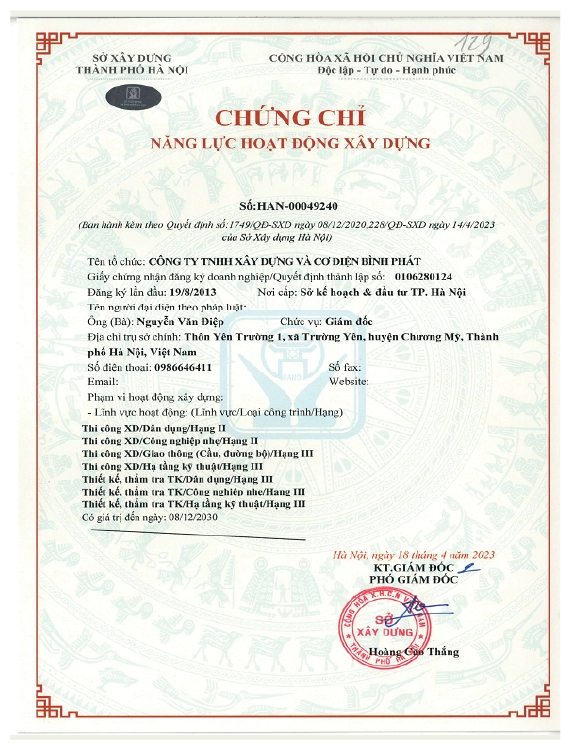 XÁC NHẬN ĐỦ ĐIỀU KIỆN KINH DOANH DỊCH VỤ PCCC